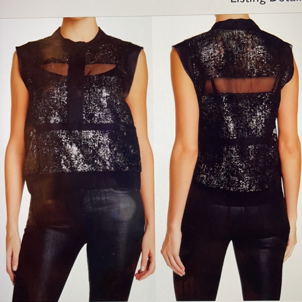 Rebecca Taylor Foil Lace Silk Blouse